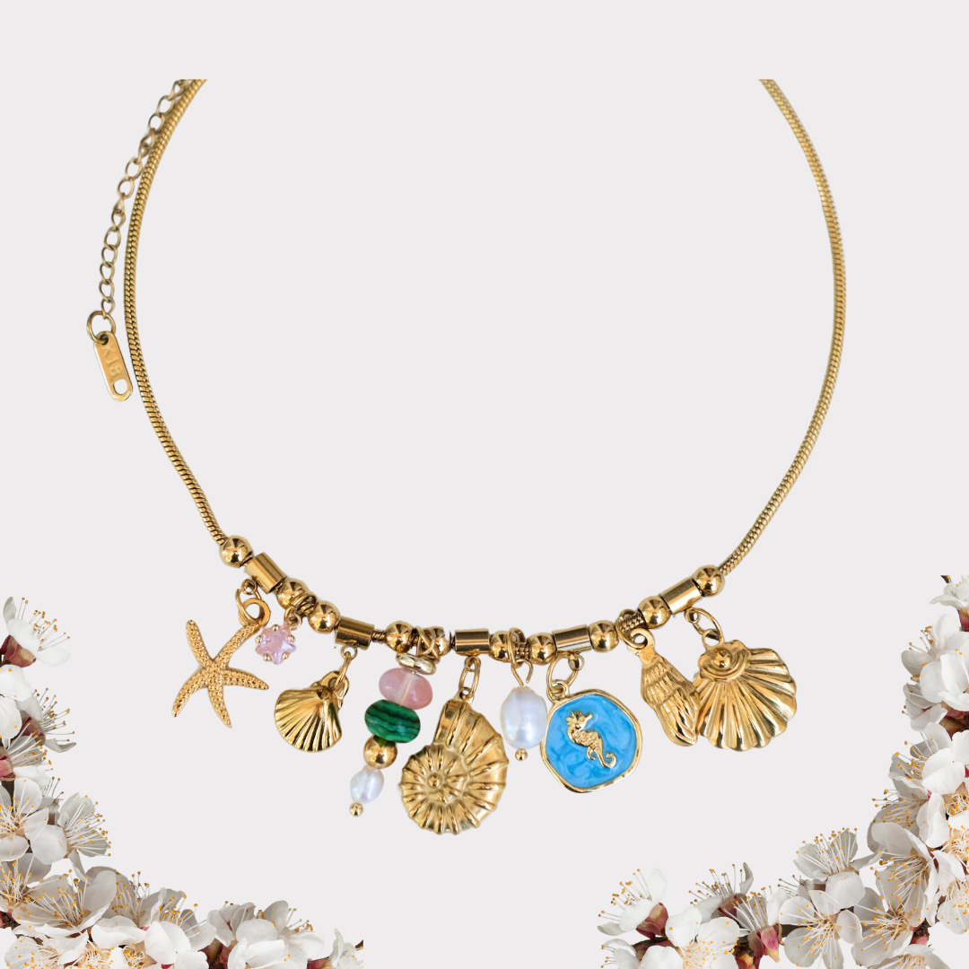 Gold ball 2 personailzed charms necklace
