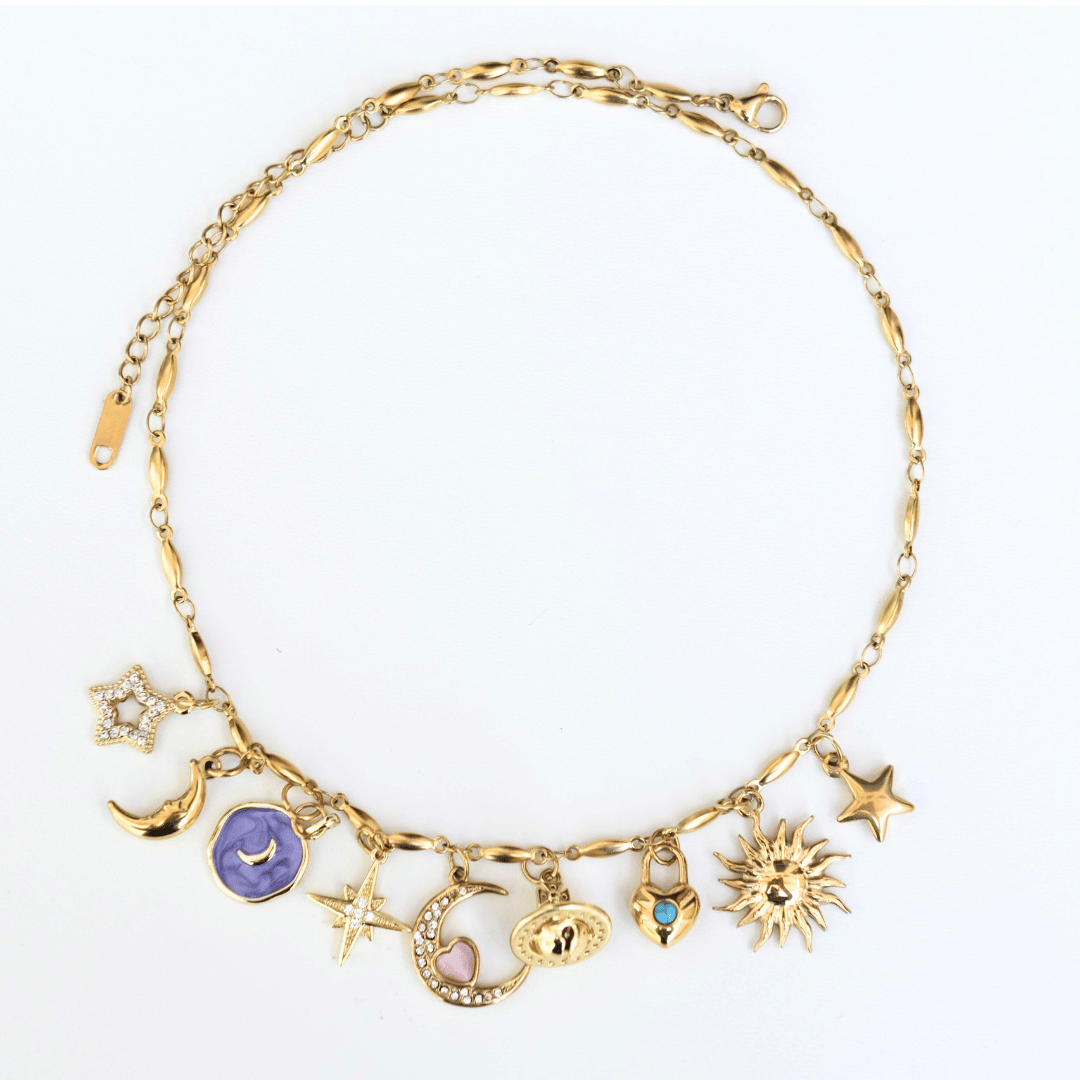 Personalized star and moon Charm Necklace-customization