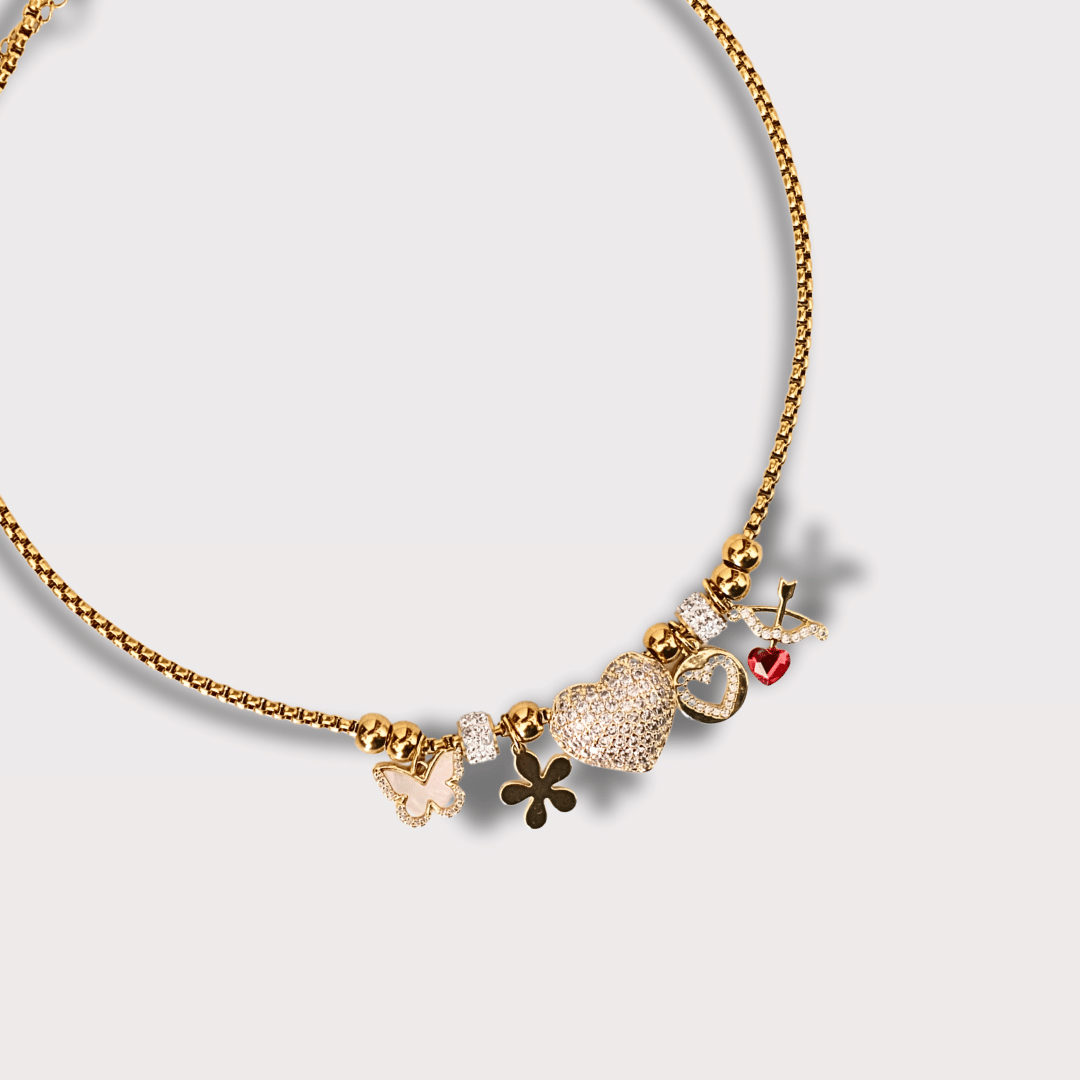 PRE-MADE GOLD BALL NECKLACE STAR AND MOON