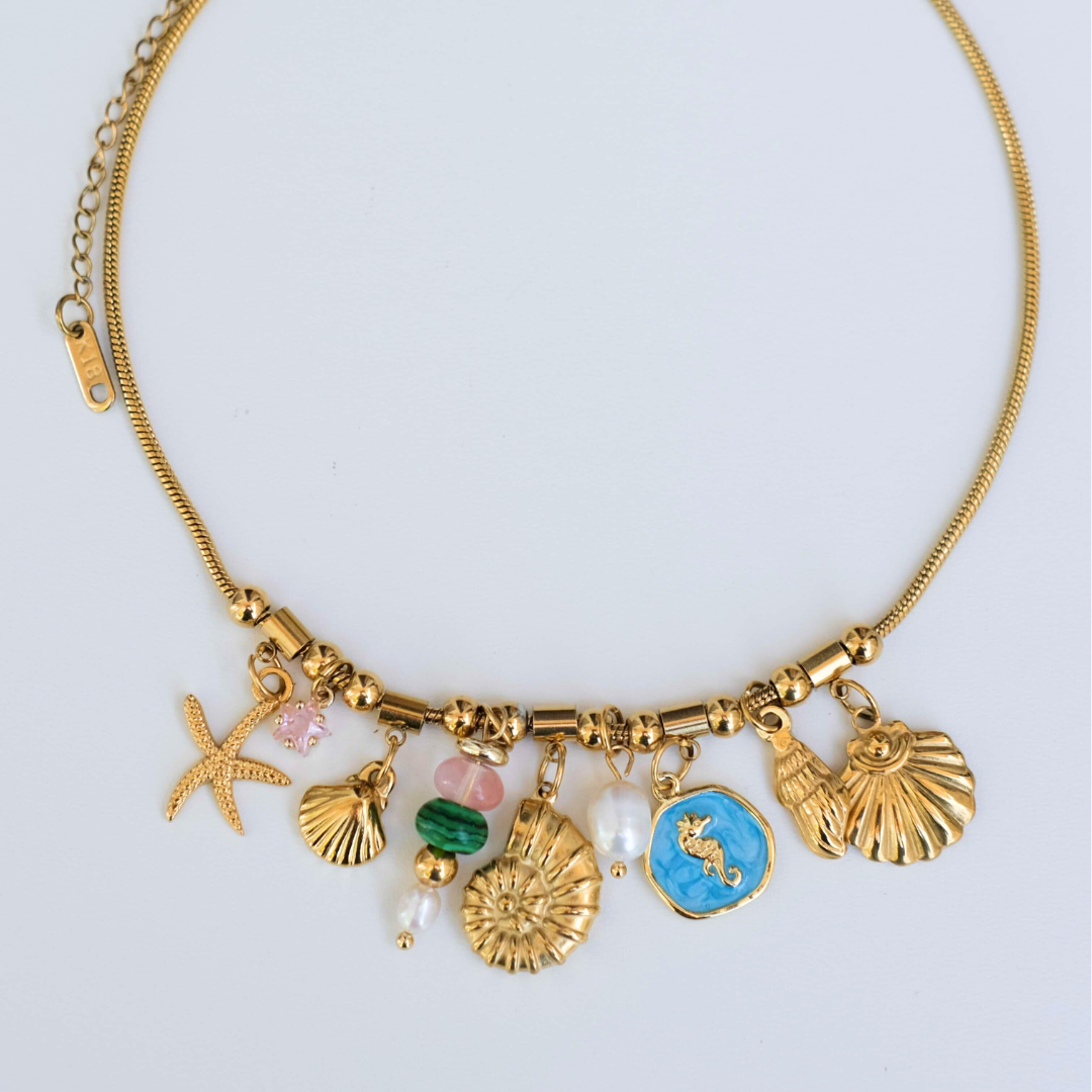 Gold ball 2 personailzed charms necklace