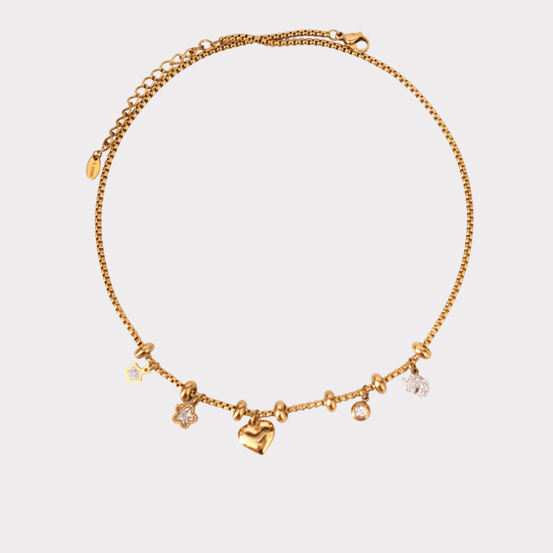 Customized gold adjustable spacer bead necklace