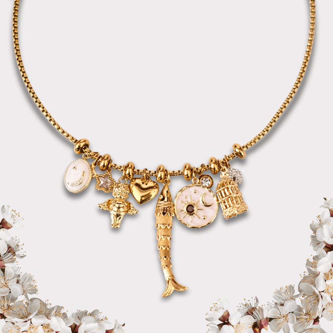 Customized gold adjustable spacer bead necklace