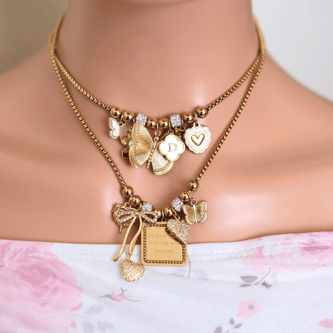 PRE-MADE GOLD BALL NECKLACE STAR AND MOON