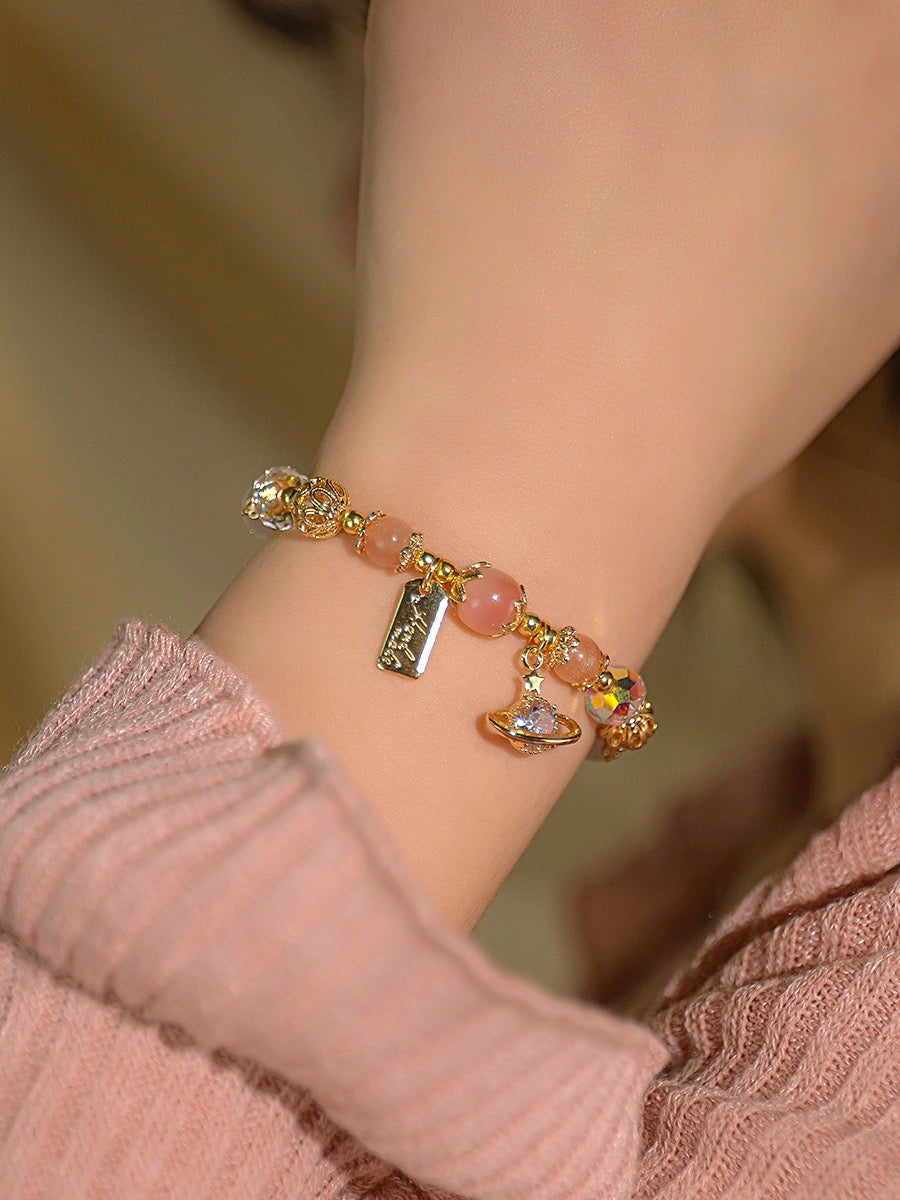 pink star bracelet onyx beads, pink crystal beads,Austrian crystal Bracelet Fashion women jewelry beads dailyjewelryannie