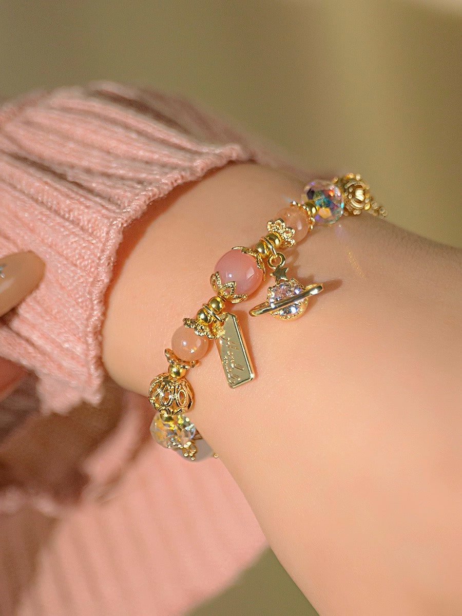 pink star bracelet onyx beads, pink crystal beads,Austrian crystal Bracelet Fashion women jewelry beads dailyjewelryannie