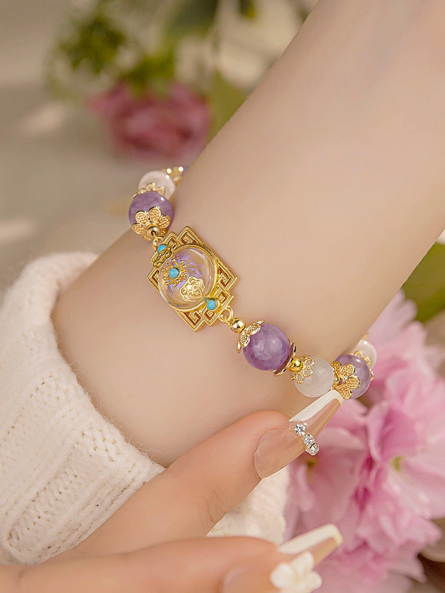 purple fairy bracelet handmade onyx agate beads Bracelet