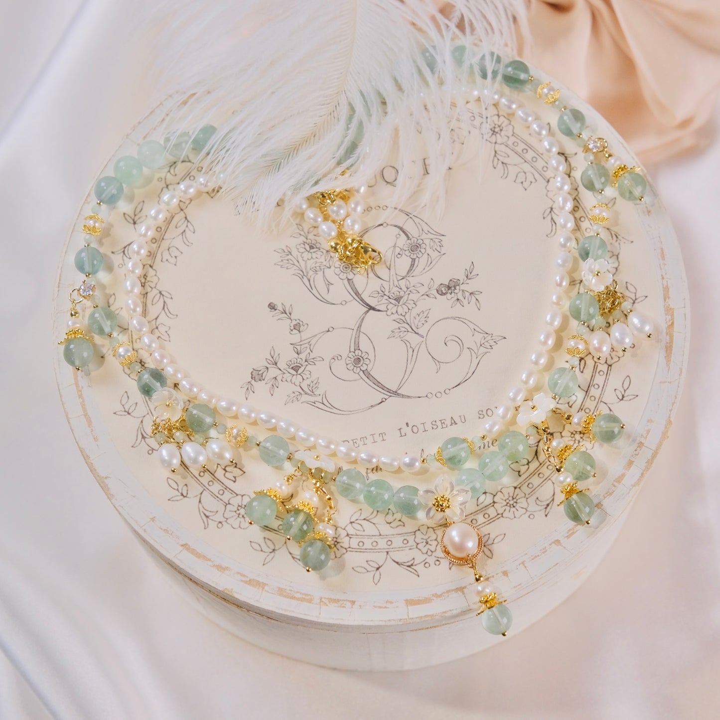 green fairy necklace handmade agate cystal beads handmade Mixed Fluorite beads,pearls necklace jewelry