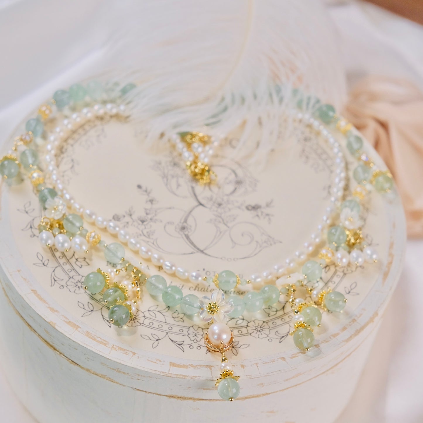 green fairy necklace handmade agate cystal beads handmade Mixed Fluorite beads,pearls necklace jewelry