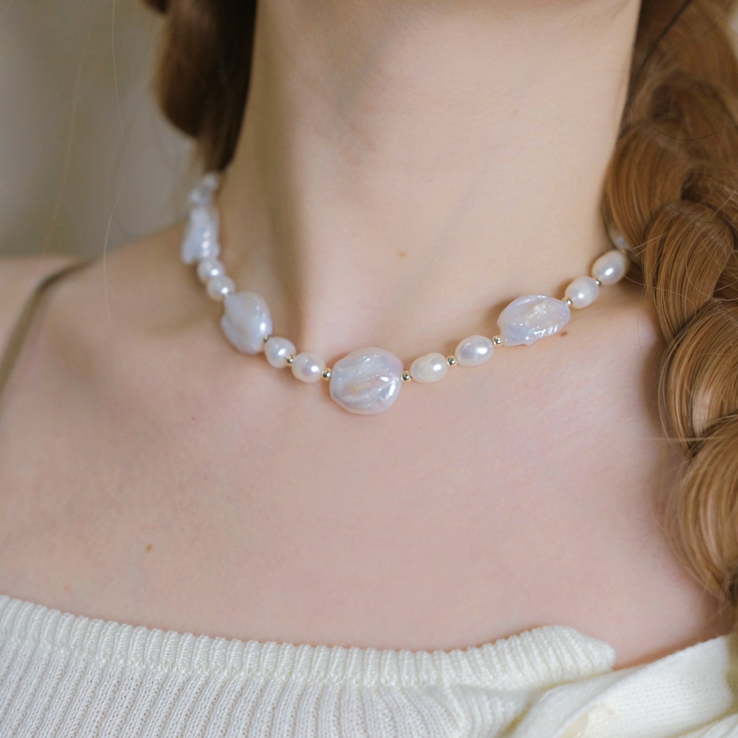 Collar de perlas barrocas de agua dulce hecho a mano, moda para mujer, MEJOR VENTA a finales de año