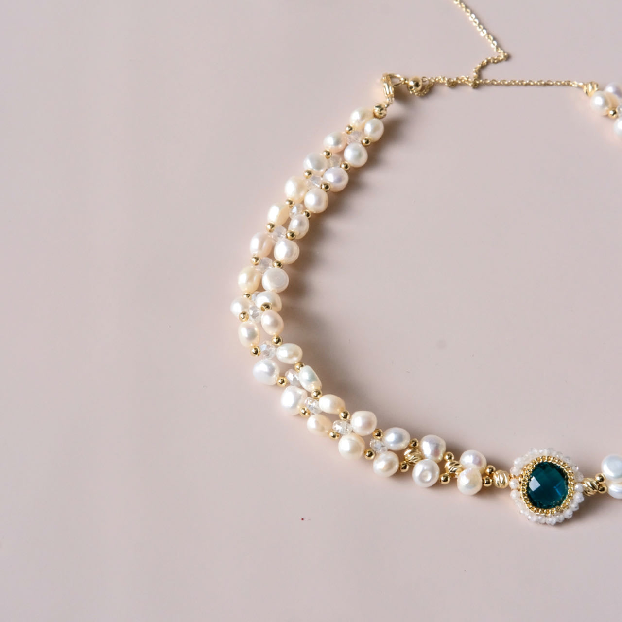 blue Imitation crystal with wired nature freshwater pearls necklace fashion jewelry