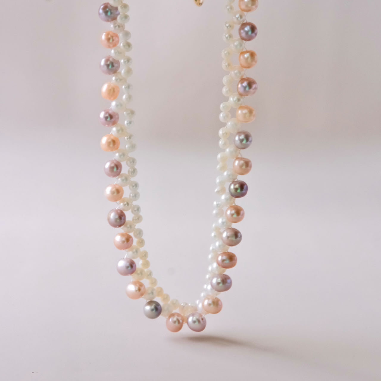 Handmade wired pearls necklace 3 color pearls woman fashion
