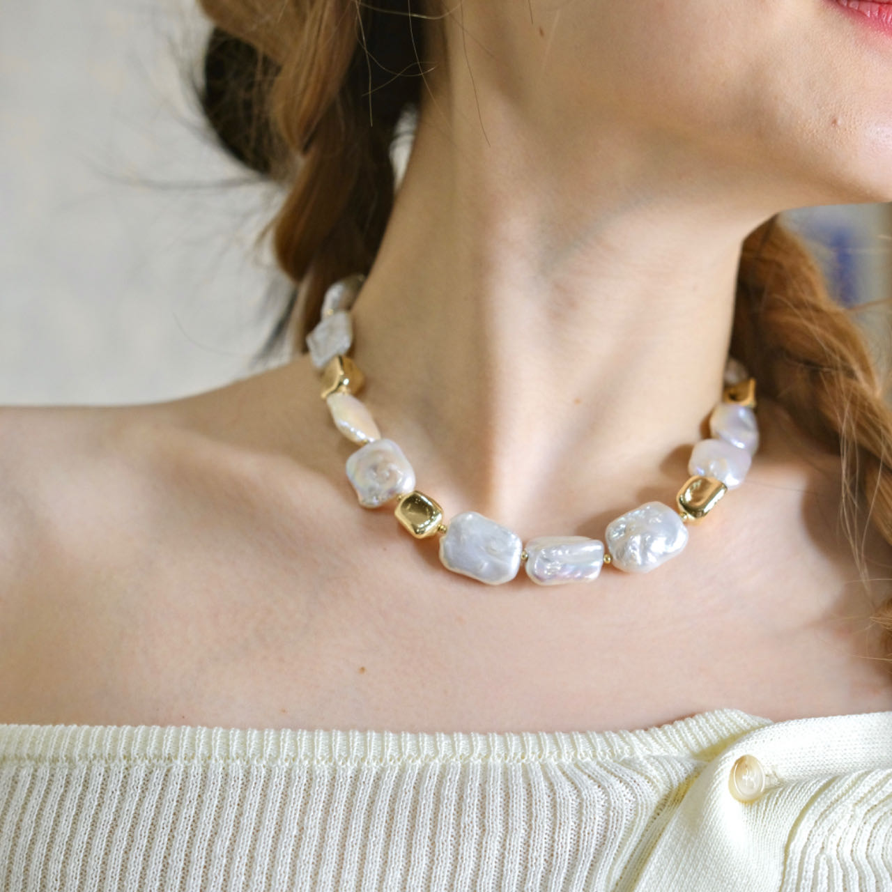 Collar de perlas Broque hecho a mano Collar de elegancia atemporal moda mujer