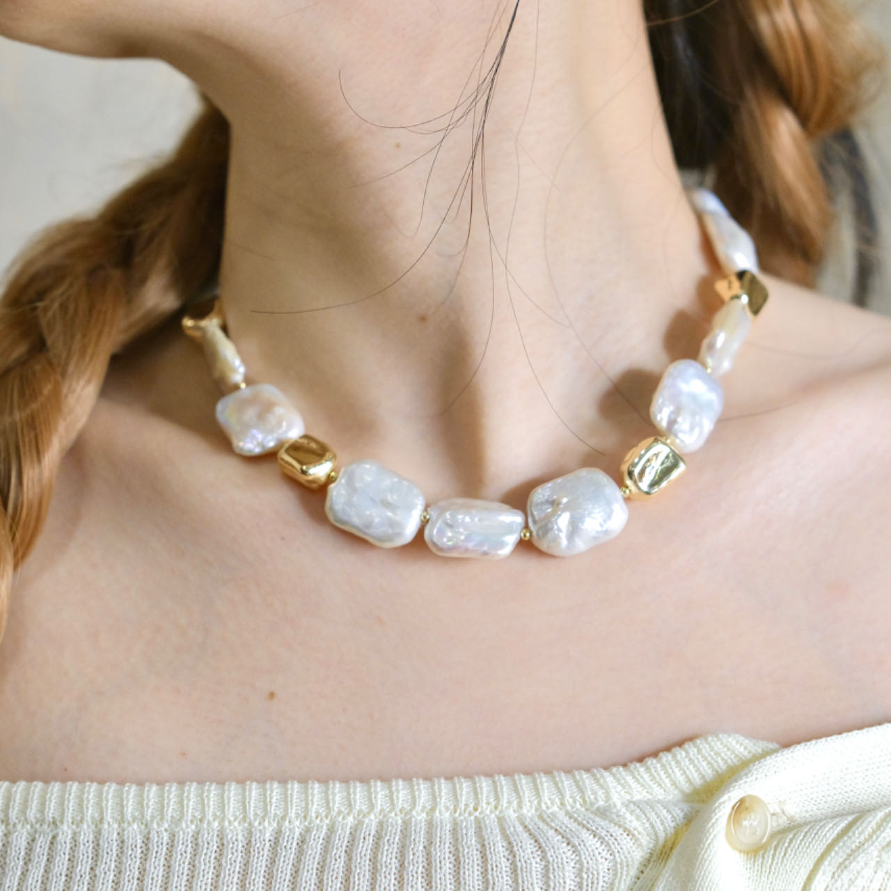 Collar de perlas Broque hecho a mano Collar de elegancia atemporal moda mujer