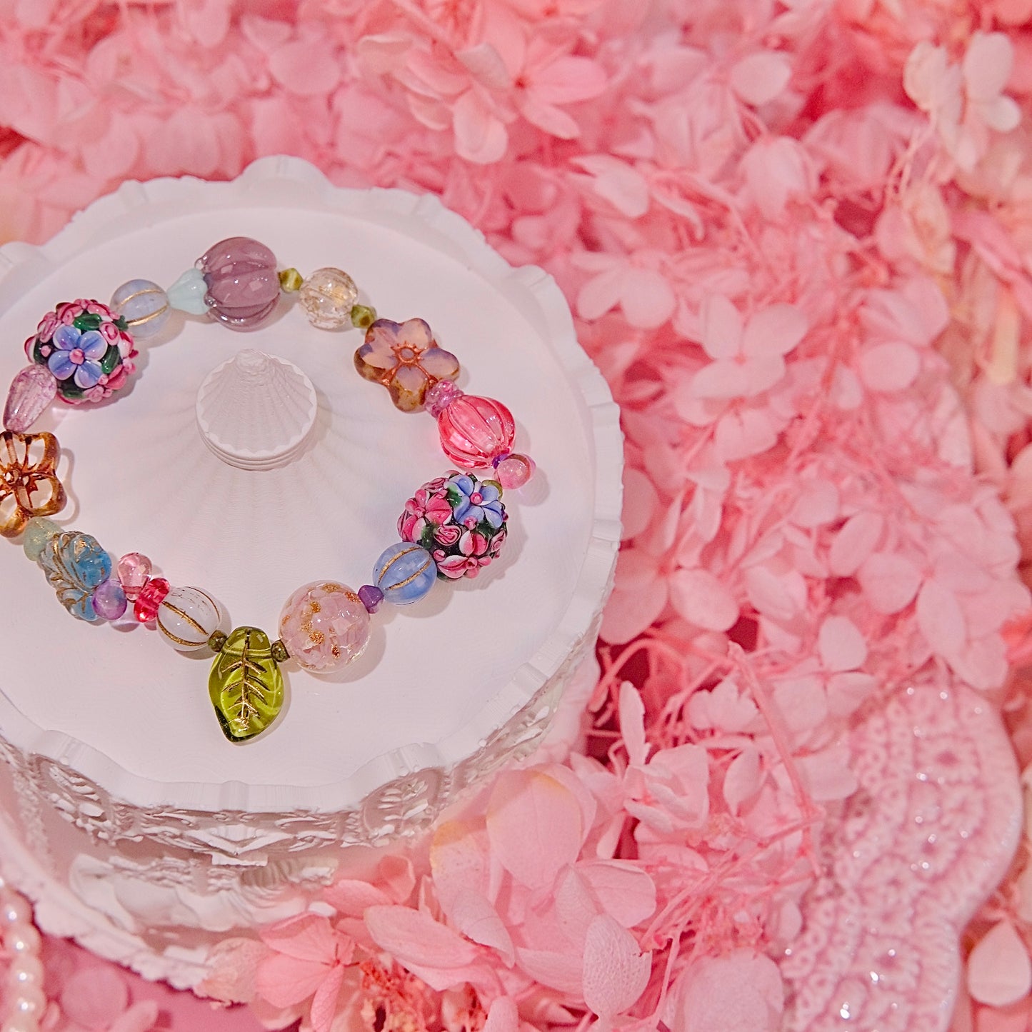 Autumn flower handmade Czech glaze Bracelet
