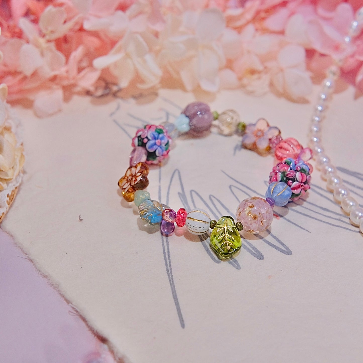 Autumn flower handmade Czech glaze Bracelet