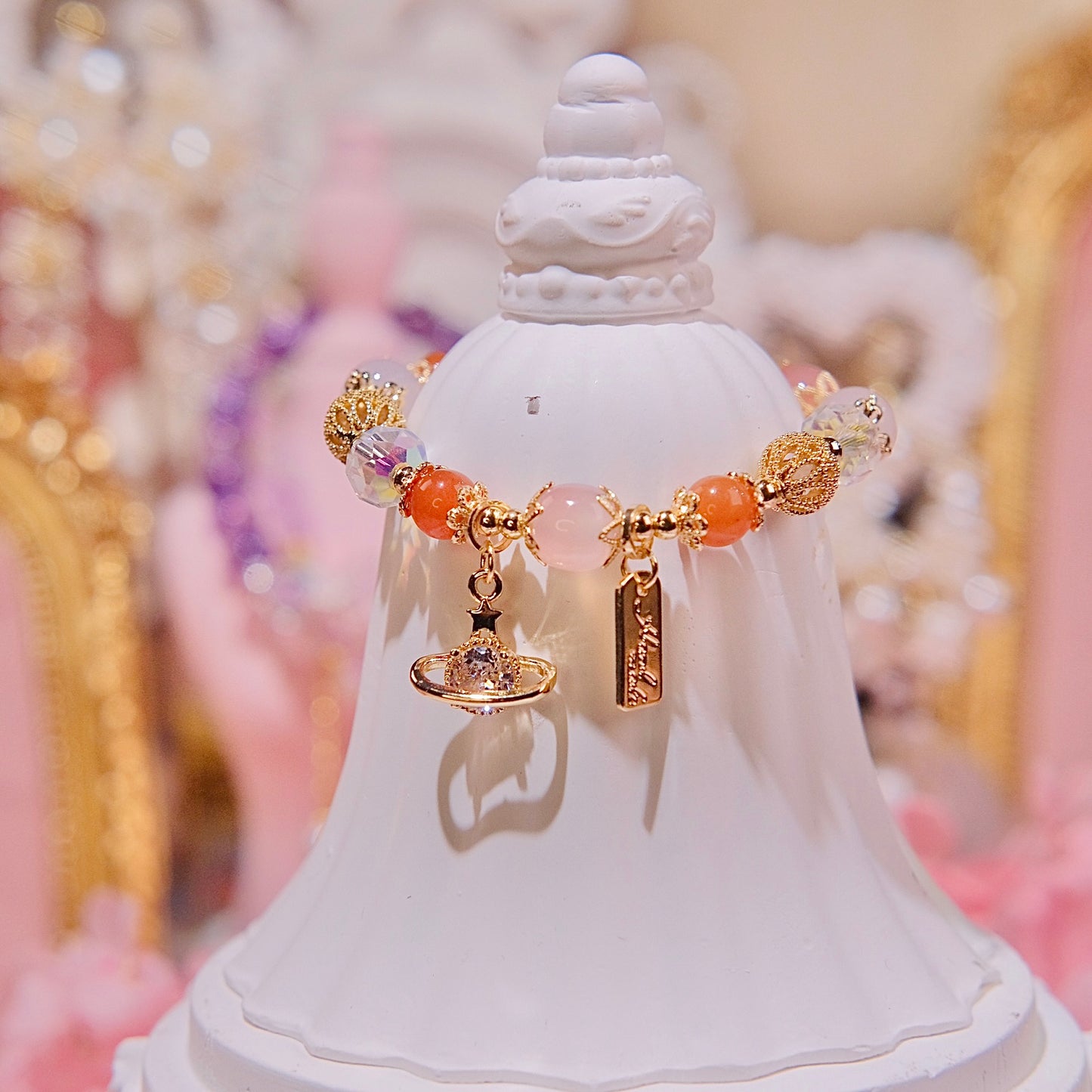pink star bracelet onyx beads, pink crystal beads,Austrian crystal Bracelet Fashion women jewelry beads dailyjewelryannie