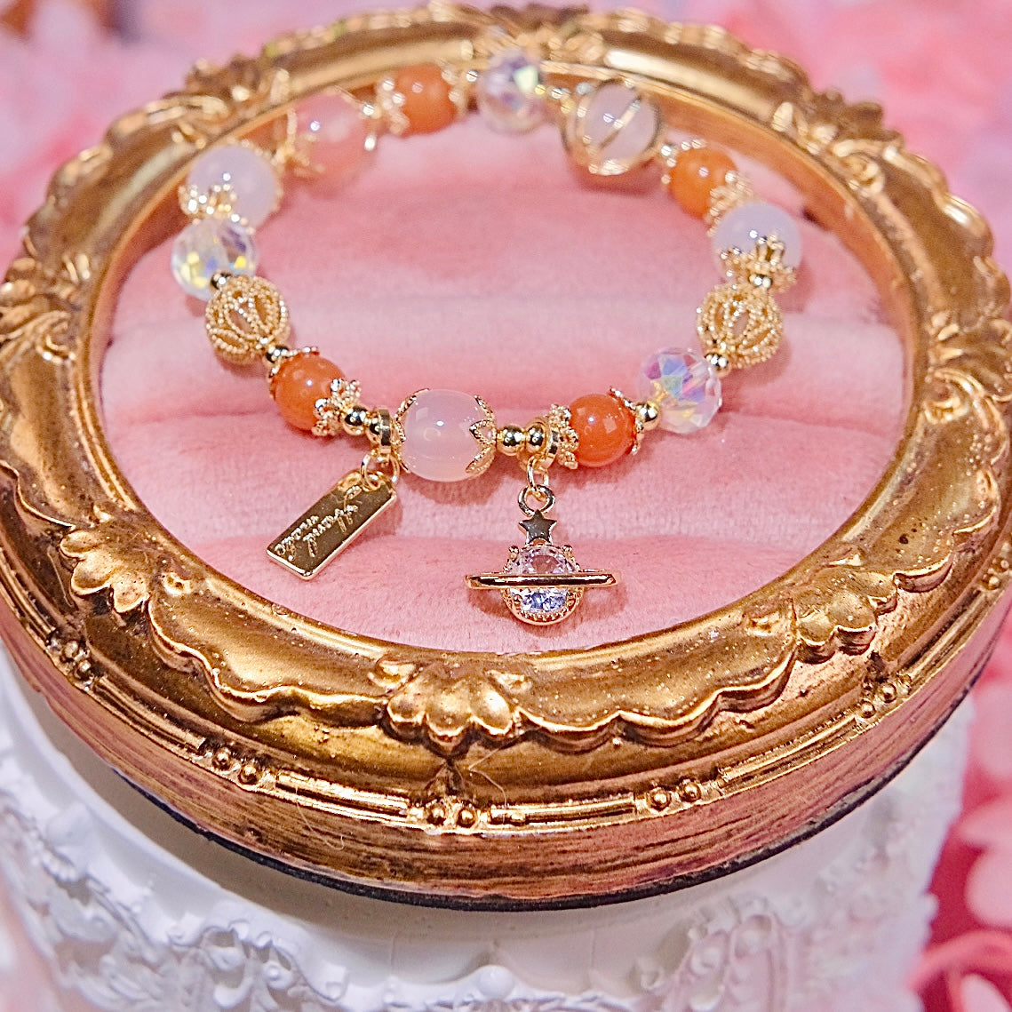 pink star bracelet onyx beads, pink crystal beads,Austrian crystal Bracelet Fashion women jewelry beads dailyjewelryannie
