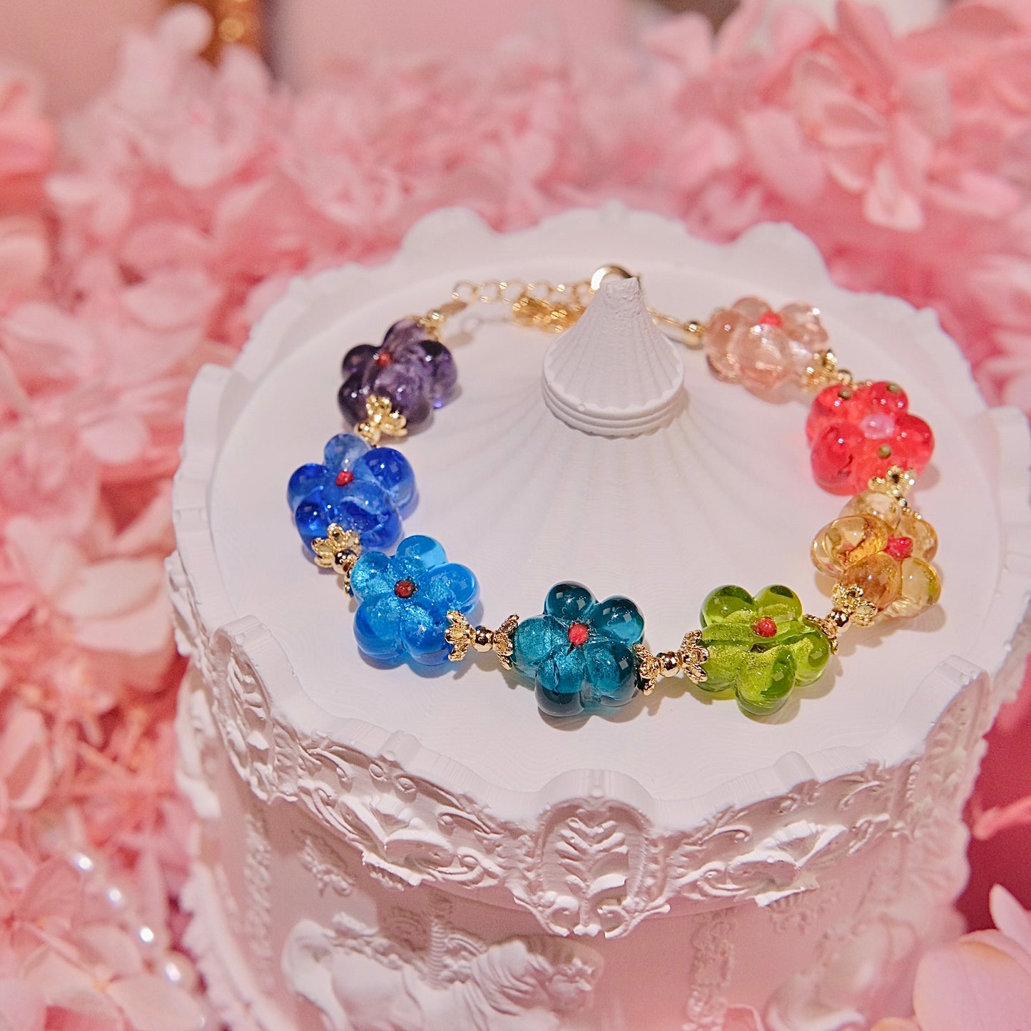 rainball flower bracelet Fashion women jewelry beads handmade Bracelet