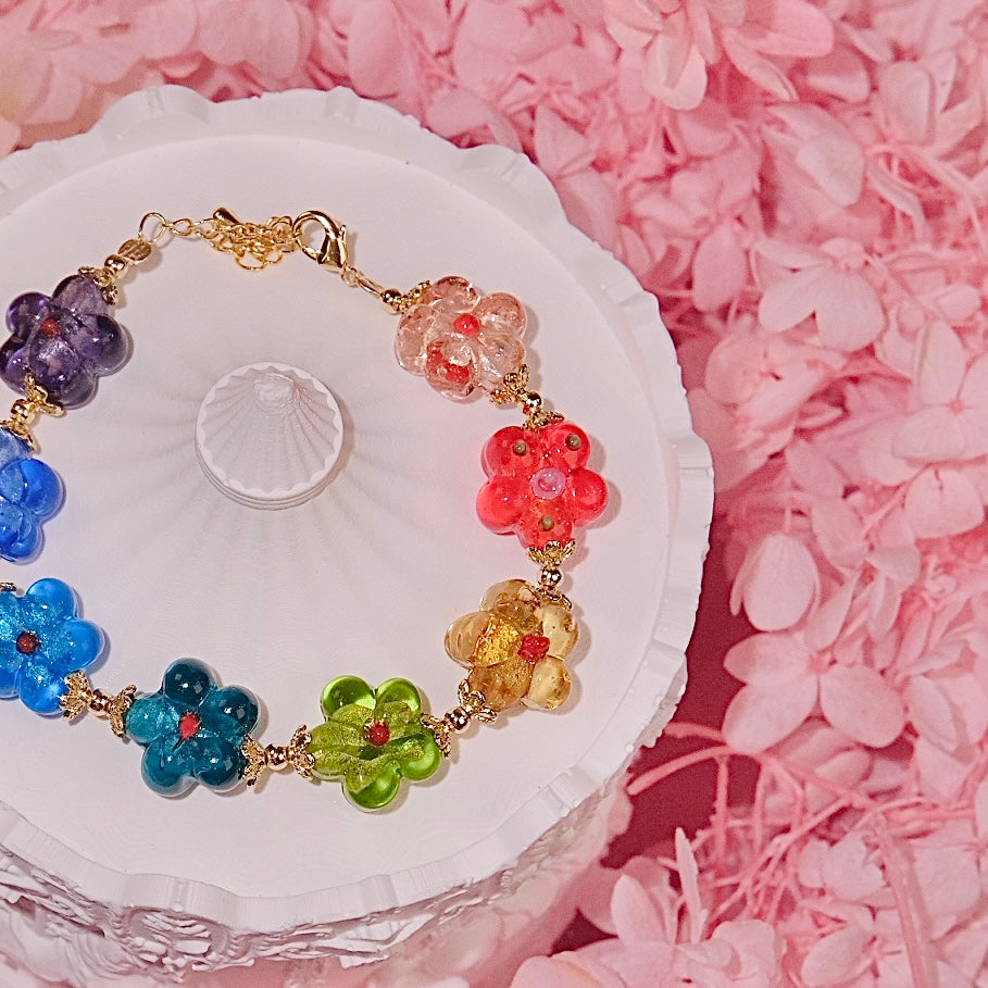 rainball flower bracelet Fashion women jewelry beads handmade Bracelet