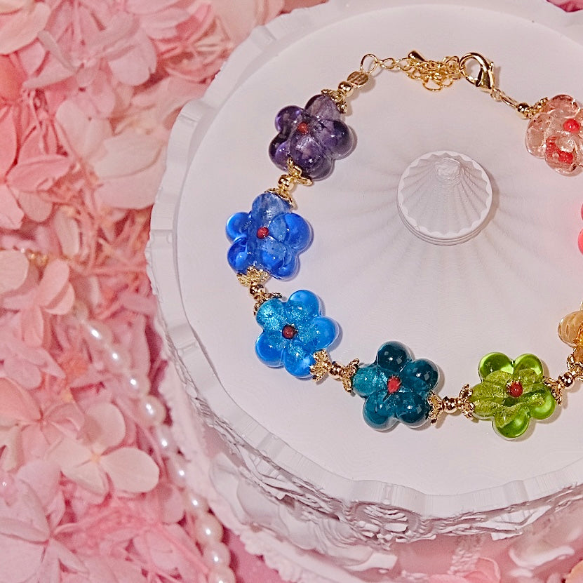 rainball flower bracelet Fashion women jewelry beads handmade Bracelet