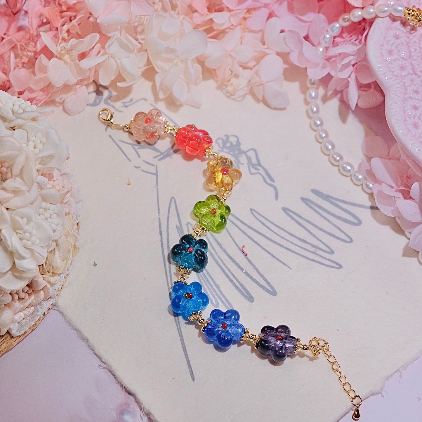 rainball flower bracelet Fashion women jewelry beads handmade Bracelet