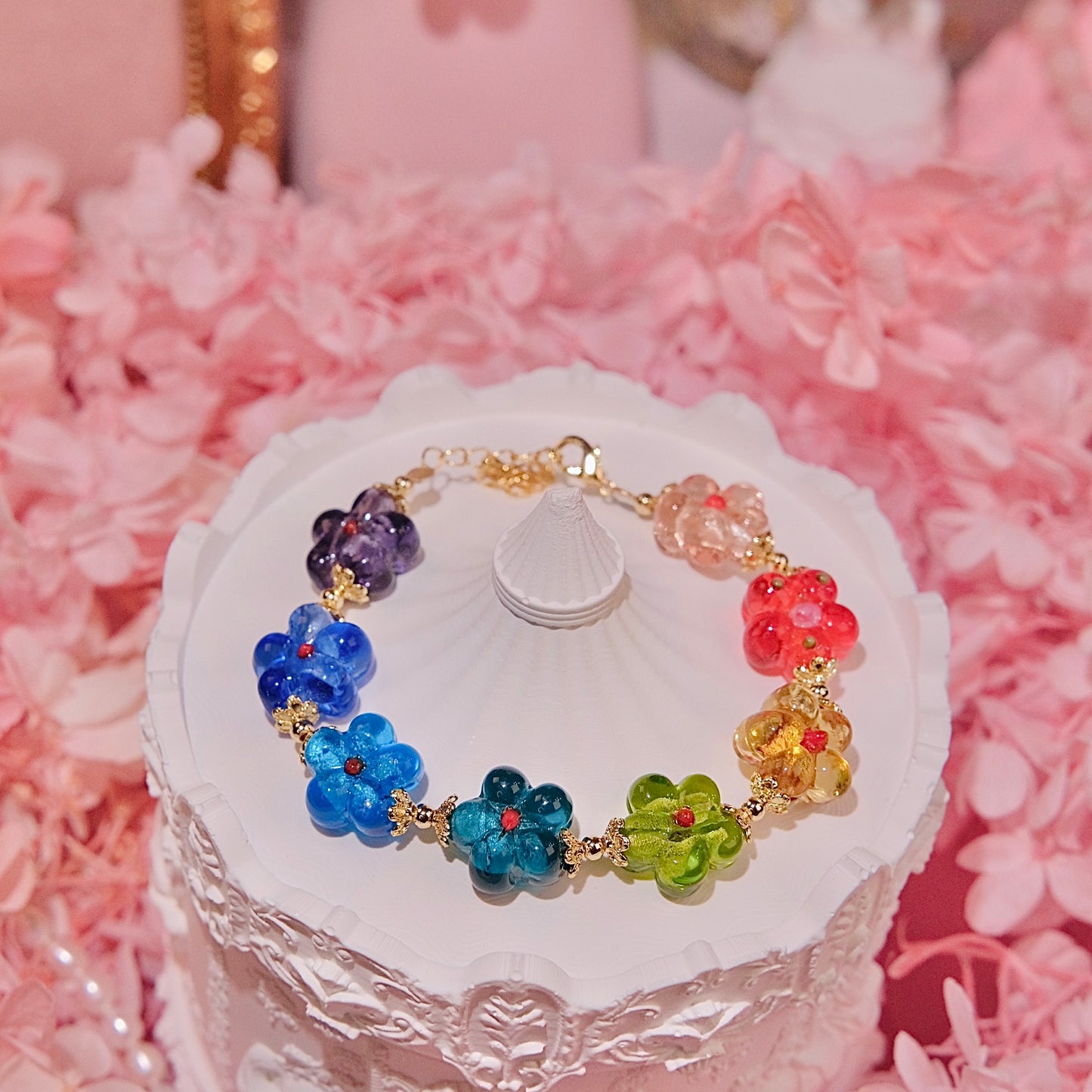 rainball flower bracelet Fashion women jewelry beads handmade Bracelet