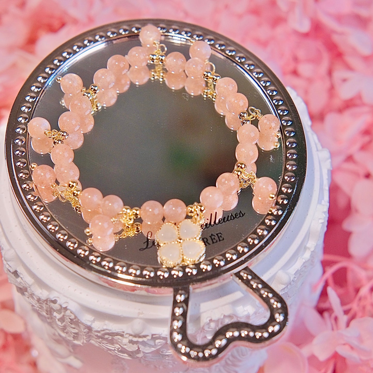 four leaf clover bracelet handmade sunstone beads Bracelet Bracelet Fashion women jewelry beads dailyjewelryannie