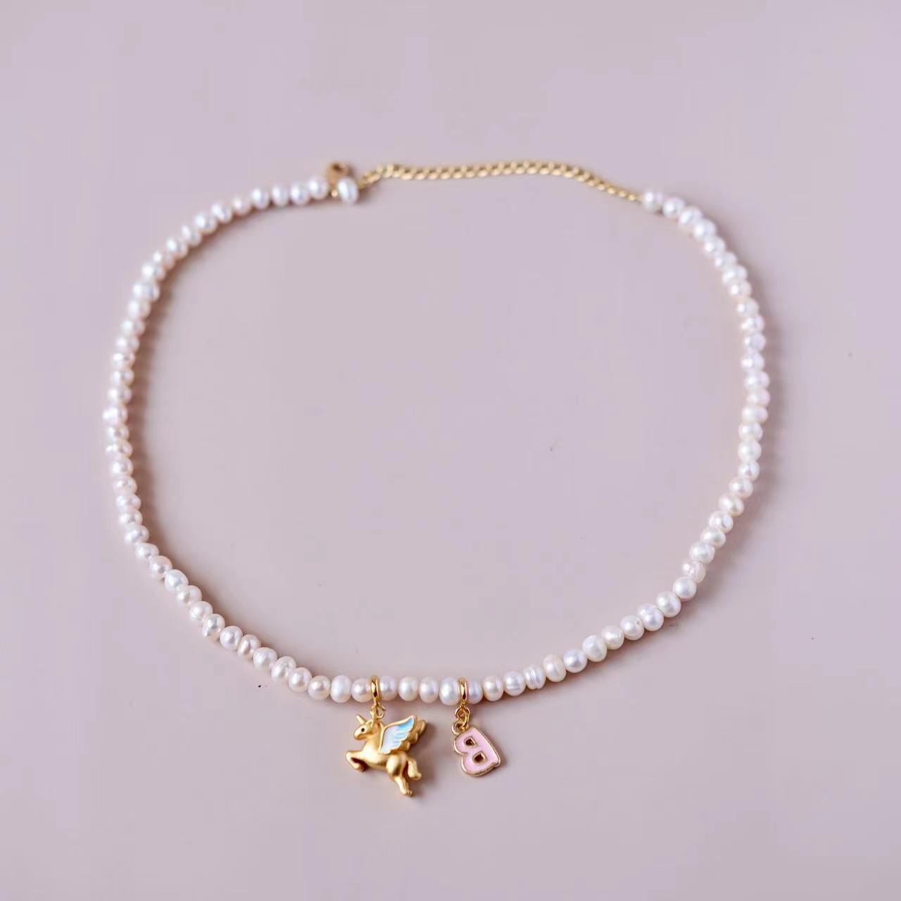 Pearl Pendant with Custom Initial Necklace