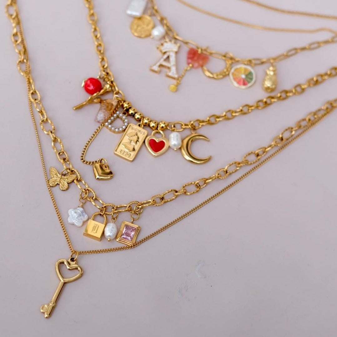 Gold ball 2 personailzed charms necklace