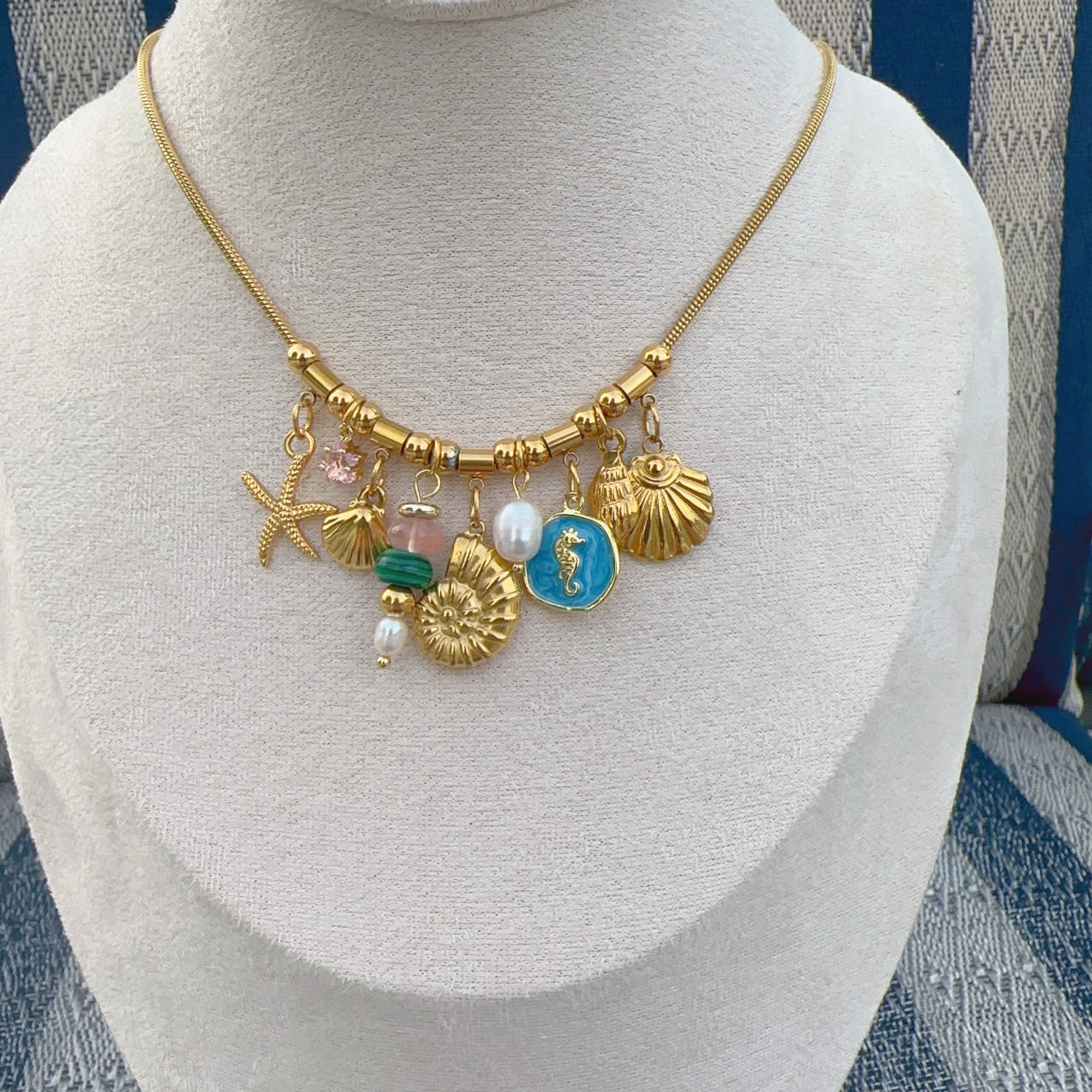 Gold ball 2 personailzed charms necklace
