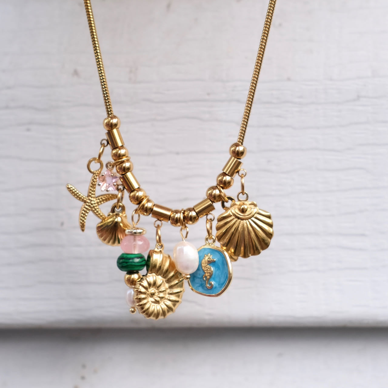 Gold ball 2 personailzed charms necklace