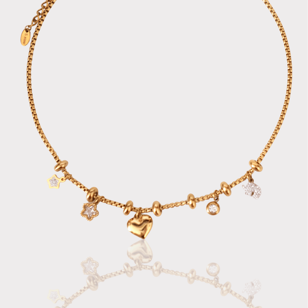 Customized gold adjustable spacer bead necklace