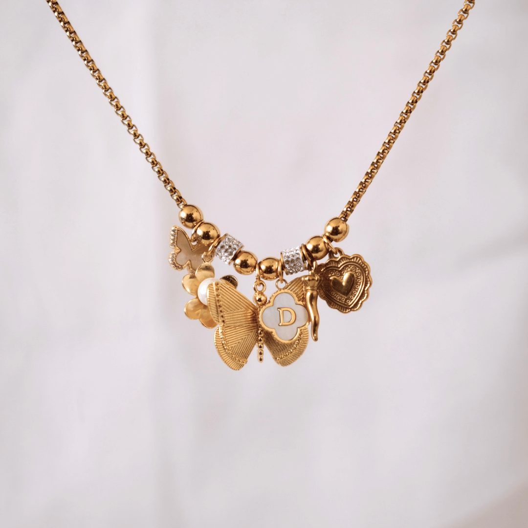 PRE-MADE GOLD BALL NECKLACE STAR AND MOON