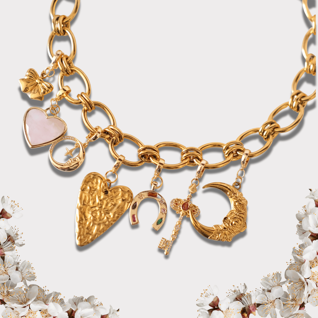 Customized gold bold Charm Chain necklace