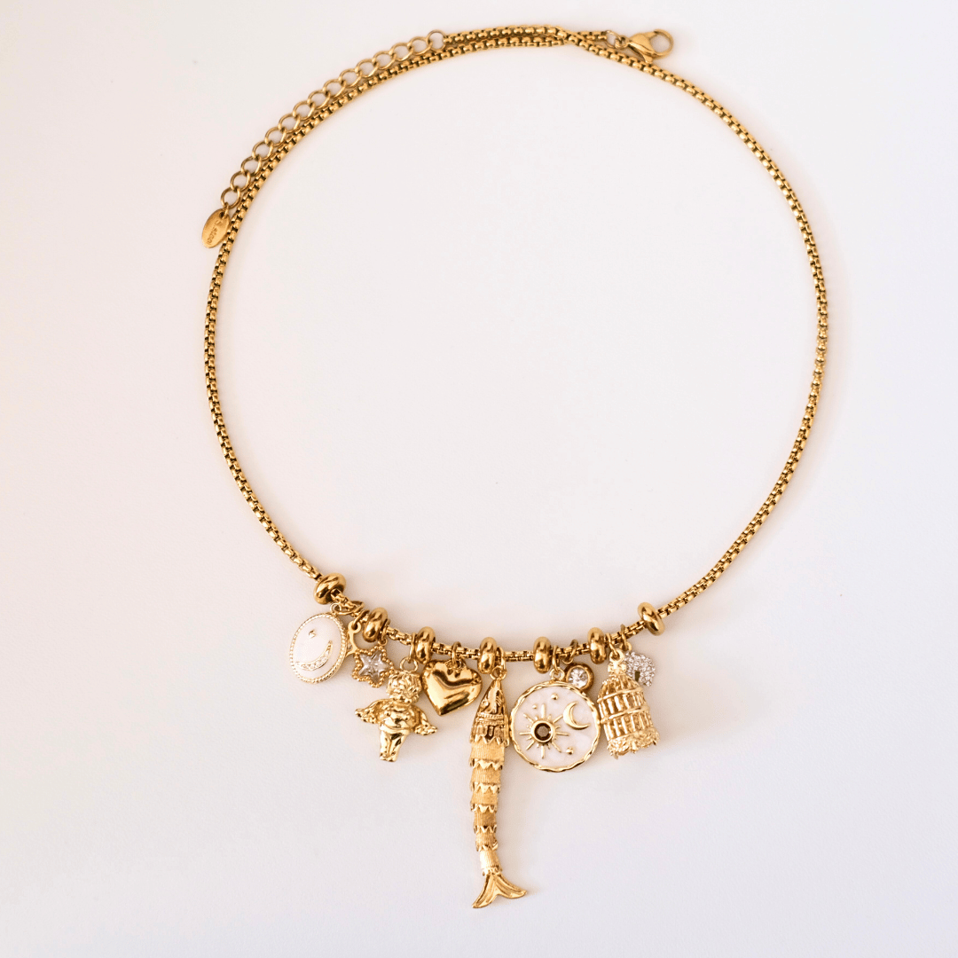 Customized gold adjustable spacer bead necklace