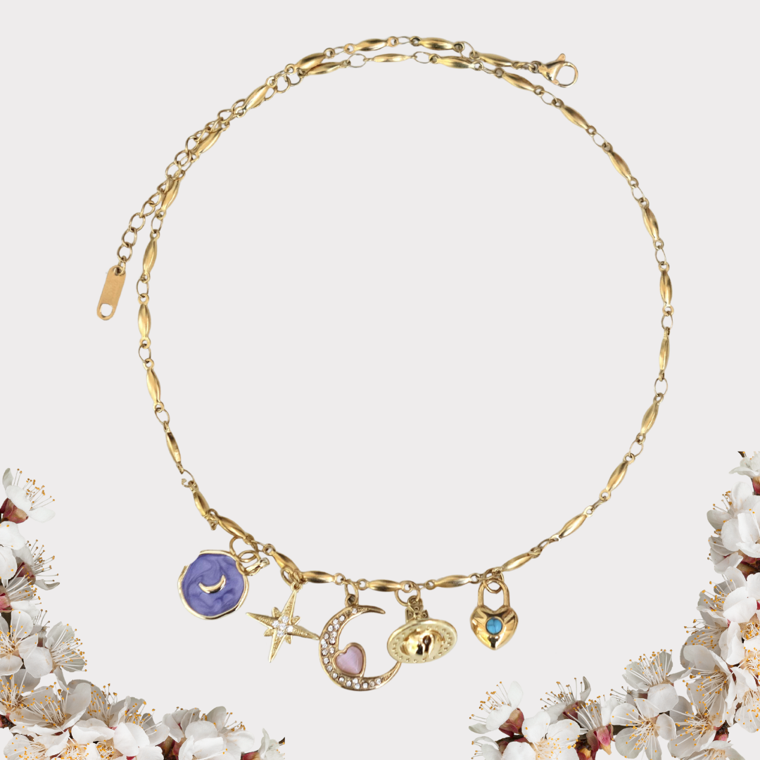 Personalized star and moon Charm Necklace-customization
