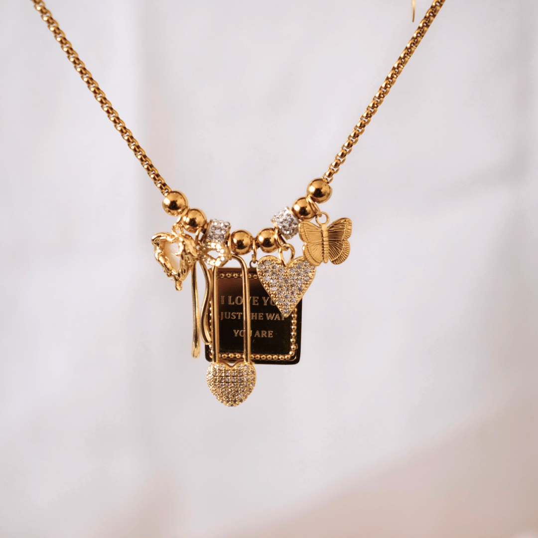 PRE-MADE GOLD BALL NECKLACE STAR AND MOON