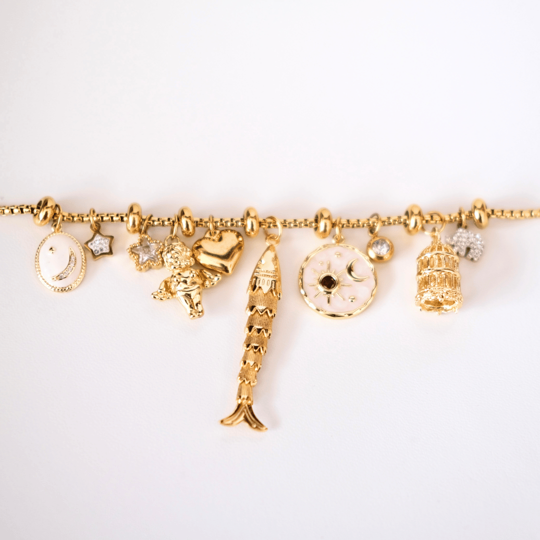 Customized gold adjustable spacer bead necklace