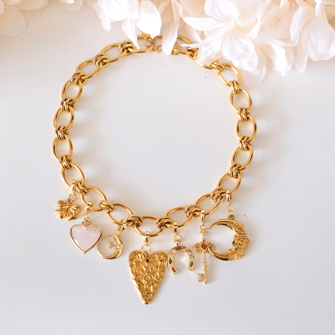 Customized gold bold Charm Chain necklace