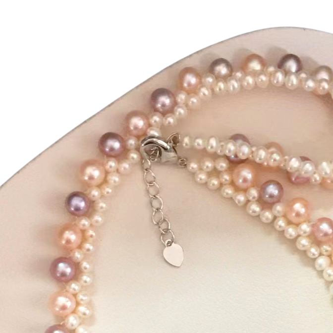 Handmade wired pearls necklace 3 color pearls woman fashion