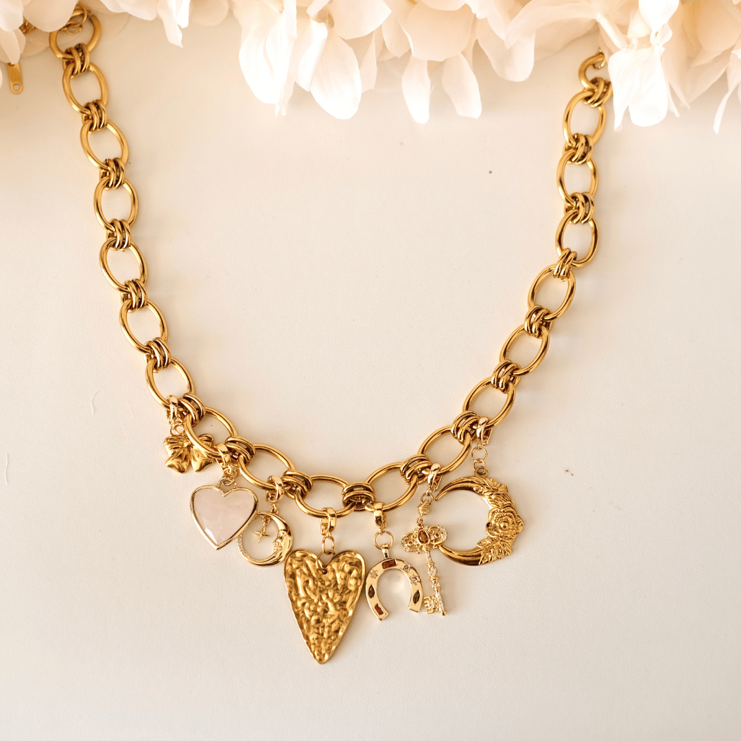 Customized gold bold Charm Chain necklace