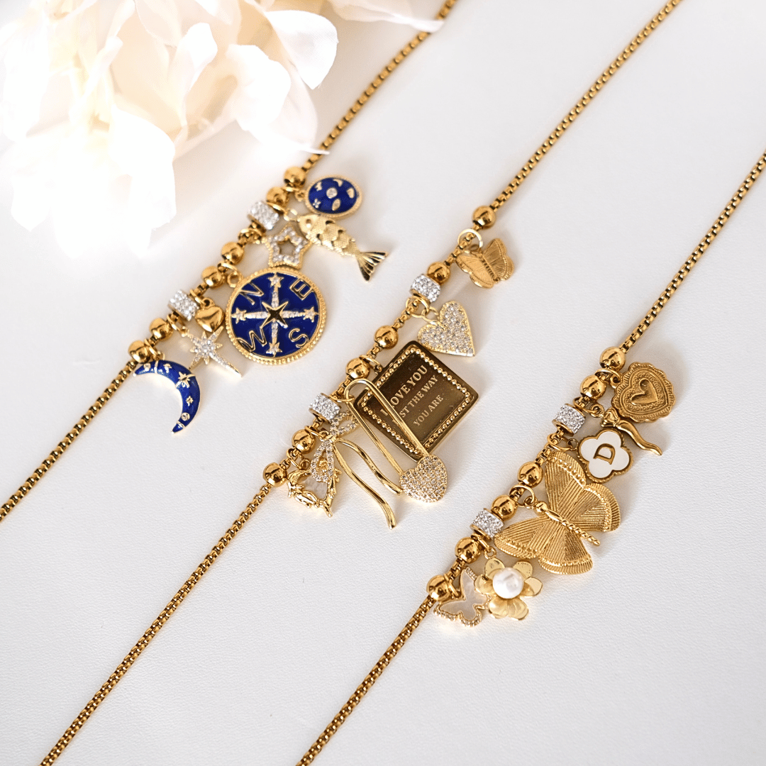 PRE-MADE GOLD BALL NECKLACE STAR AND MOON