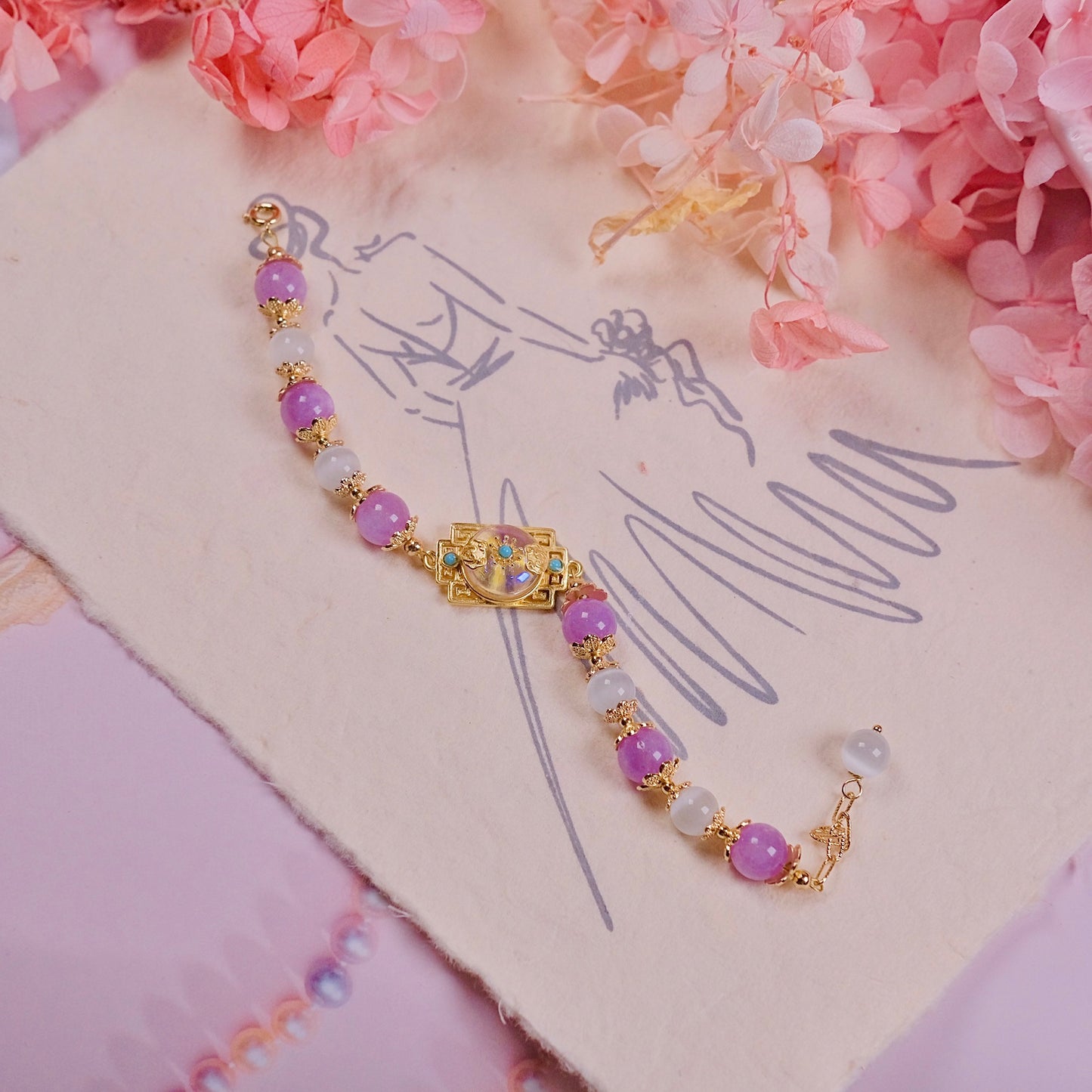 purple fairy bracelet handmade onyx agate beads Bracelet