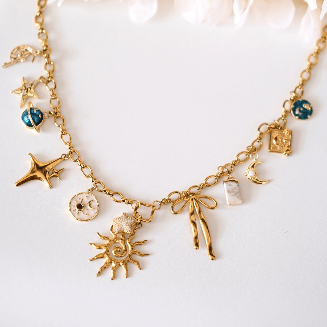 Customized Classic square Loop Charm Chain necklace