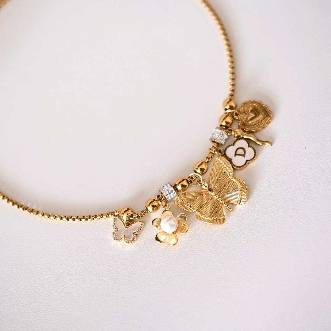 PRE-MADE GOLD BALL NECKLACE STAR AND MOON
