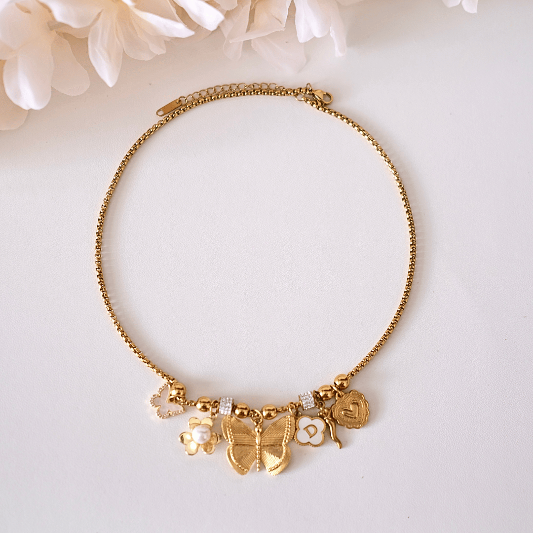 PRE-MADE GOLD BALL NECKLACE STAR AND MOON