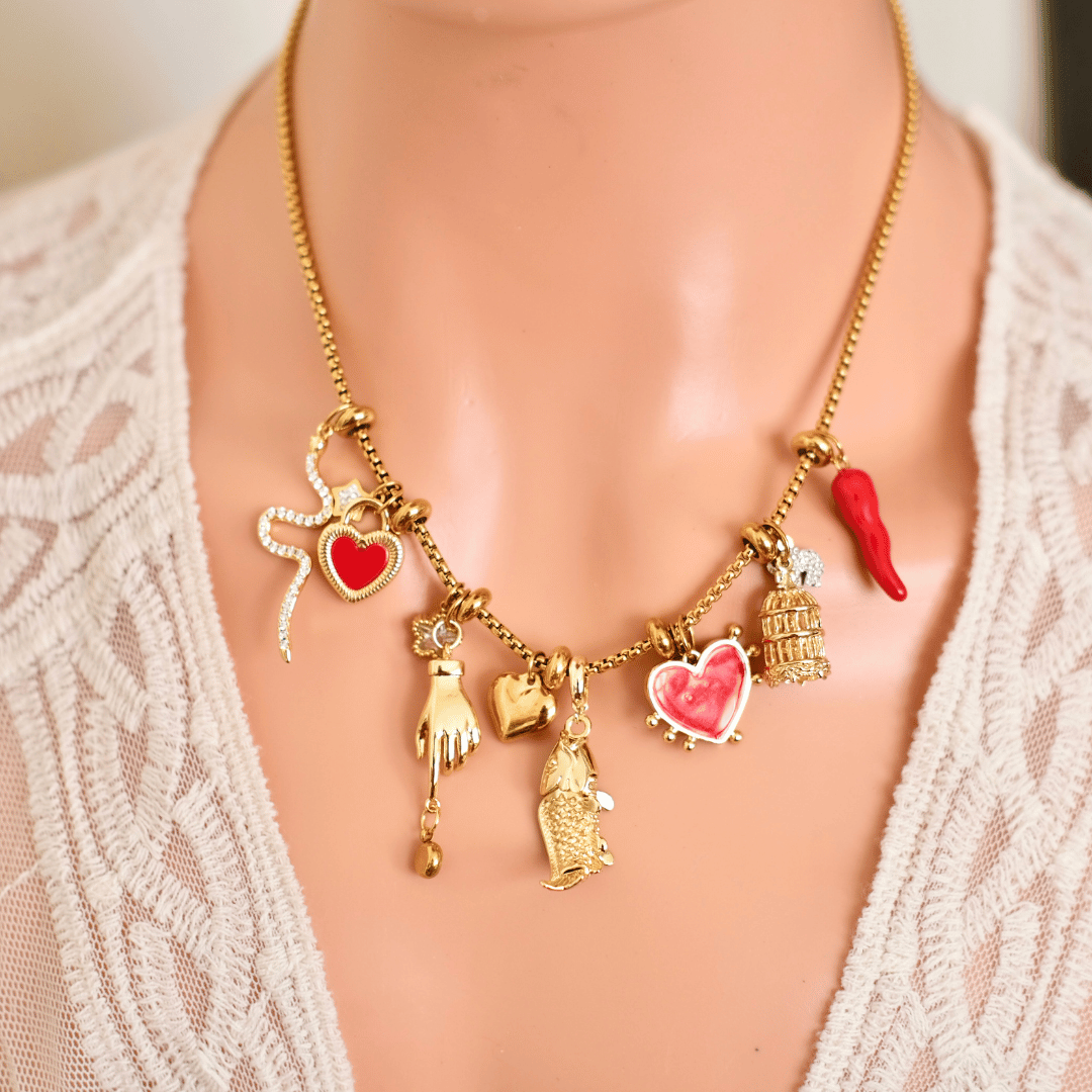 Customized gold adjustable spacer bead necklace