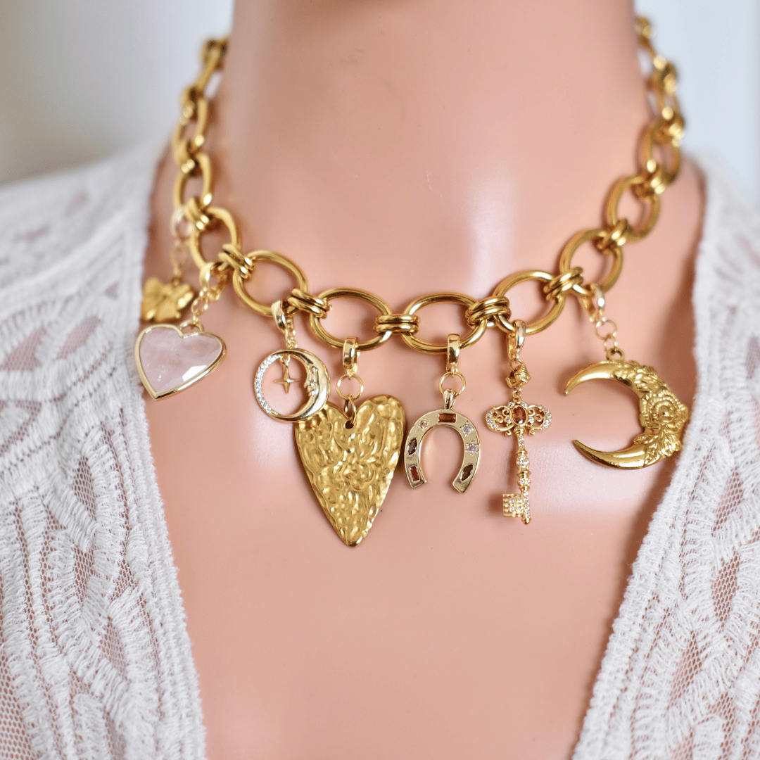 Customized gold bold Charm Chain necklace