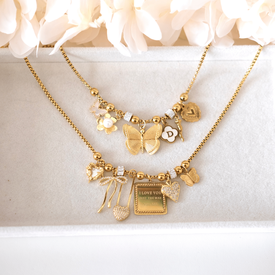 PRE-MADE GOLD BALL NECKLACE STAR AND MOON