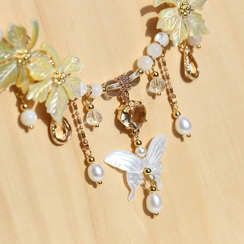 maple leaf necklace Fashion women jewelry beads Mixed Pinctada maxima beads jewelry